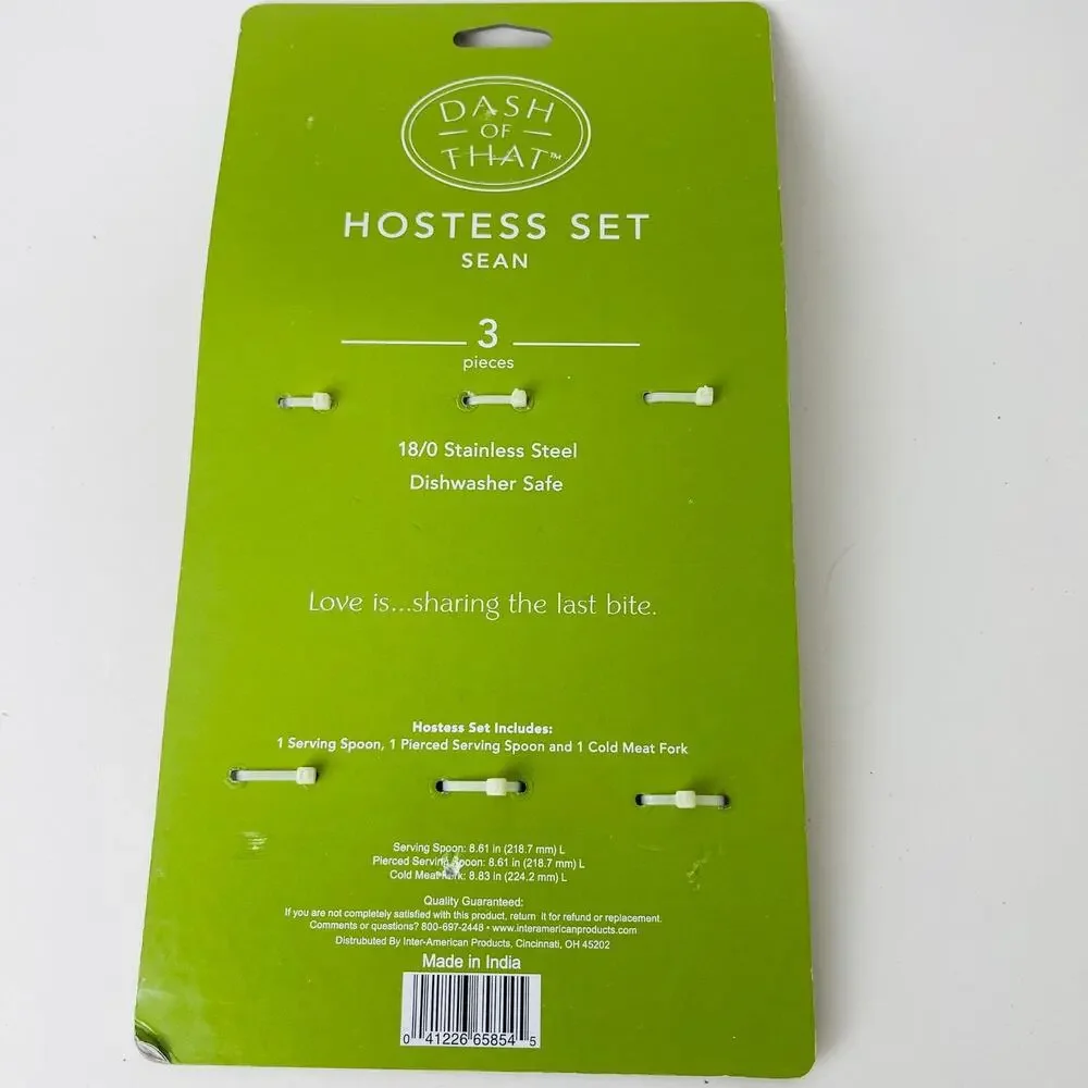 3pcs Dash of That Hostess Set 1 Serving Spoon, 1 Pierced, 1 Cold Meat Fork - NEW